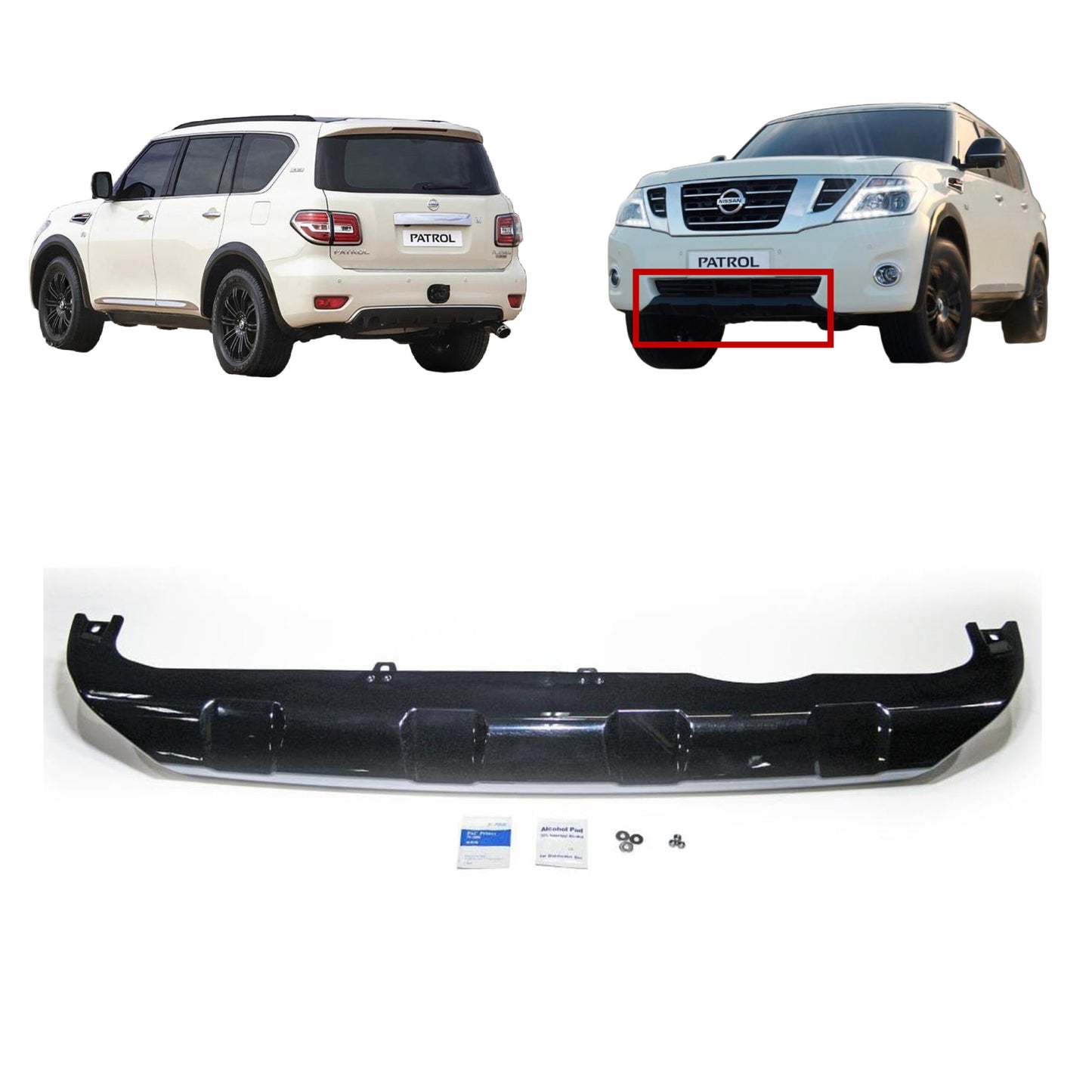 Front Black Diffuser Bumper Guard Nissan Patrol Y62