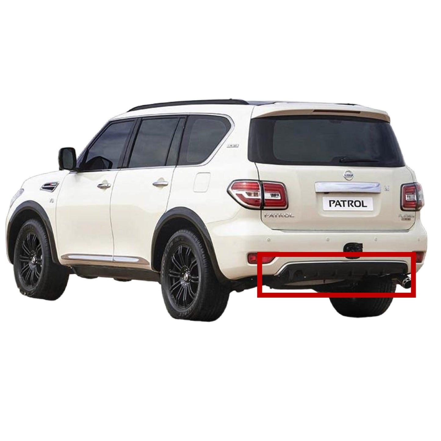 Rear Black Diffuser with Chrome Nissan Patrol Y62
