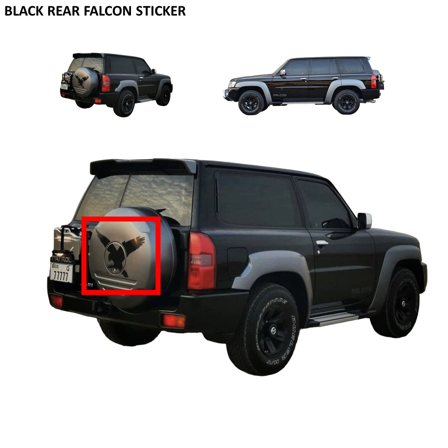 Rear Black Falcon Sticker - Nissan Patrol Y61 VTC GU