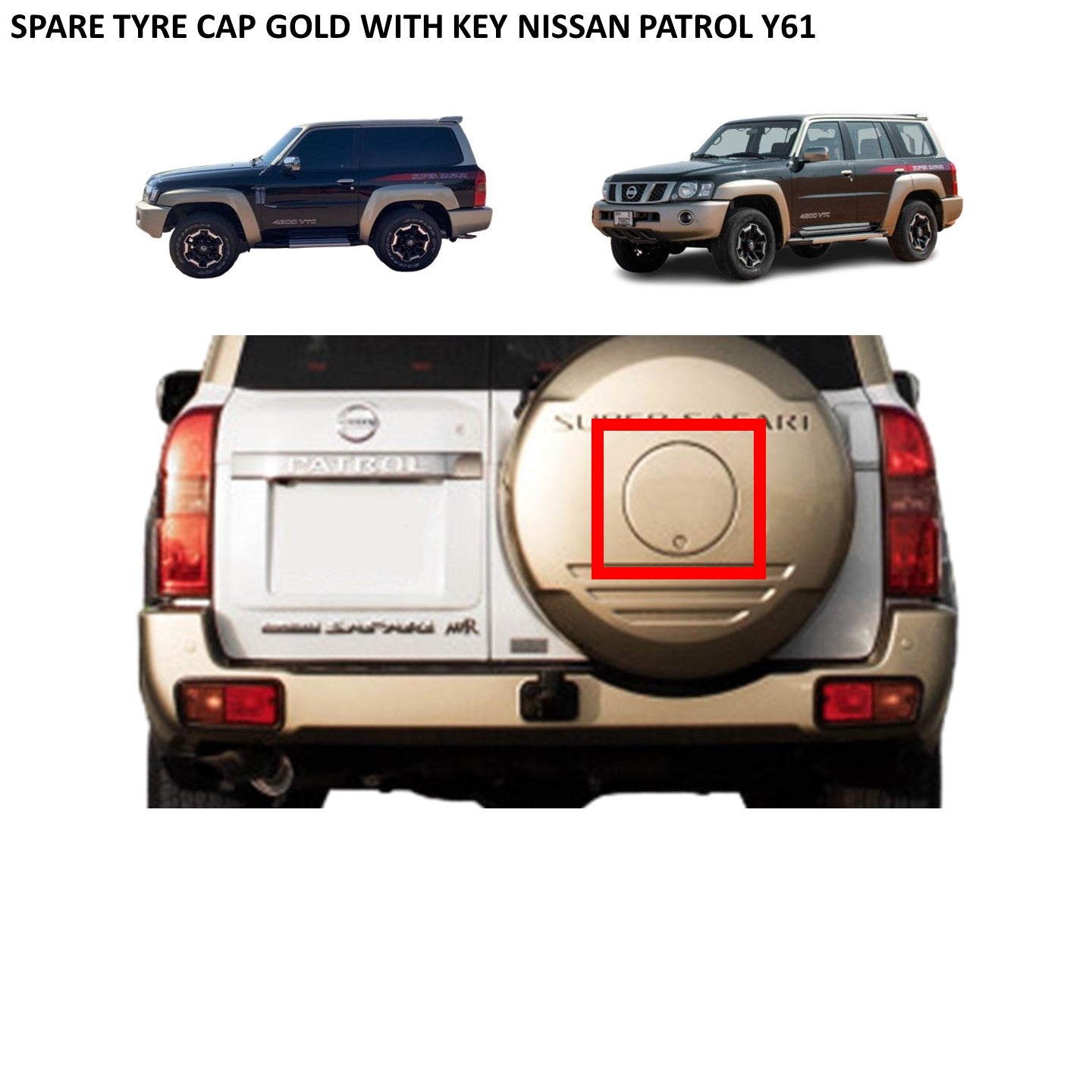 Spare Tyre Cap Gold with Key Nissan Patrol Y61 Super Safari VTC GU