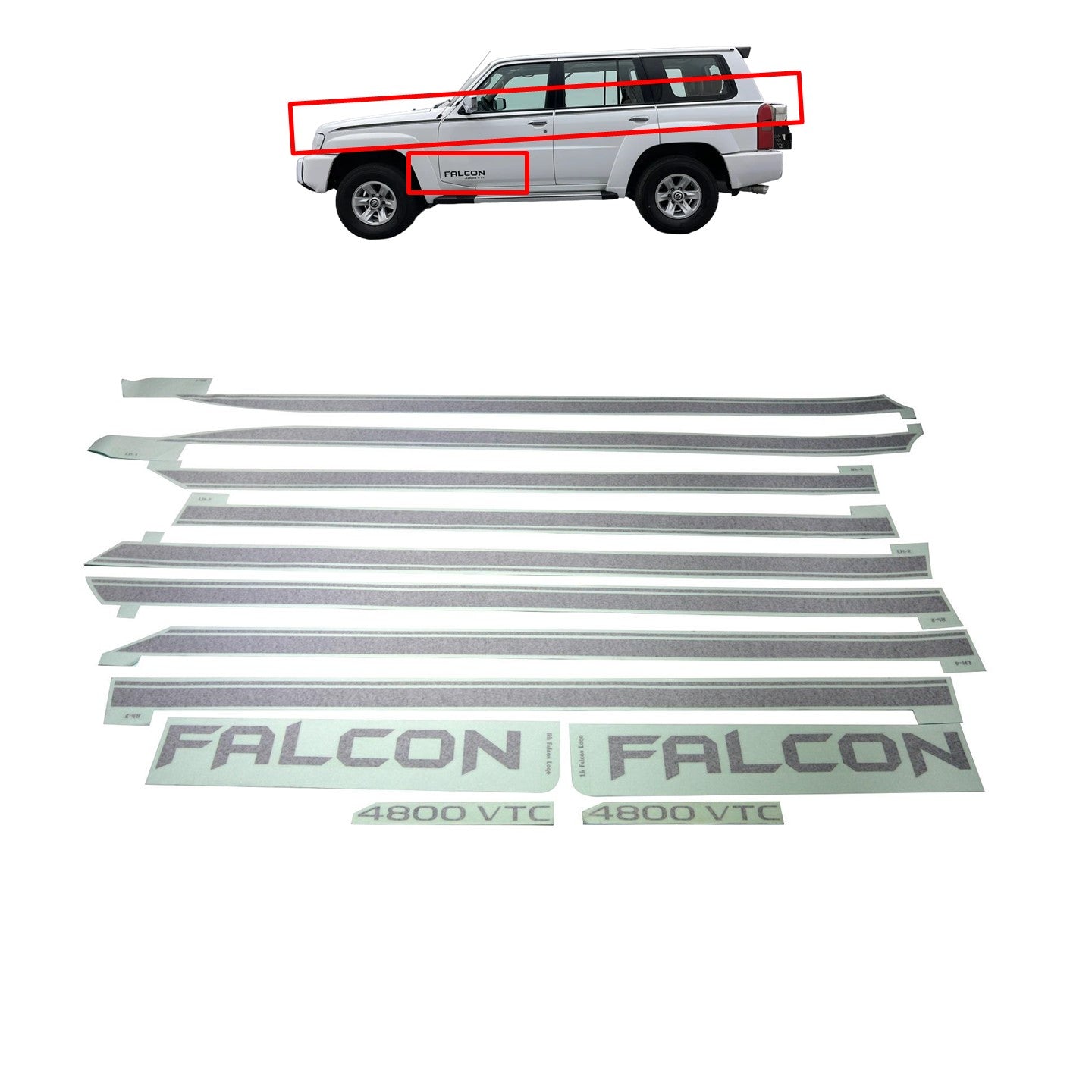 Falcon Side Stripe Sticker Black (Nissan Patrol Y61 4-door VTC GU)