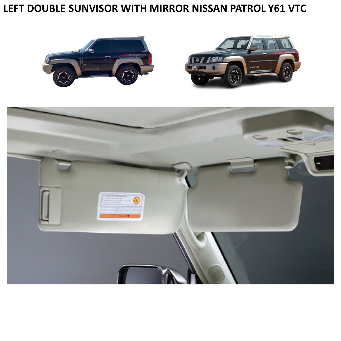 Left Double Sunvisor with Mirror and Light Nissan Patrol Y61 VTC GU (Driver Side)