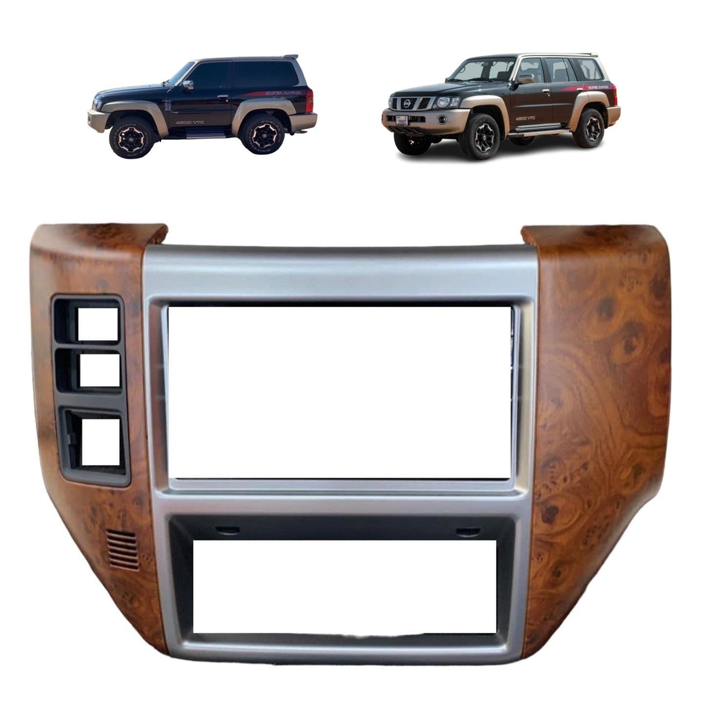 Matt Wood Dash Trim Screen Frame (Brown, Super Safari Screen Size) Nissan Patrol Y61 VTC GU
