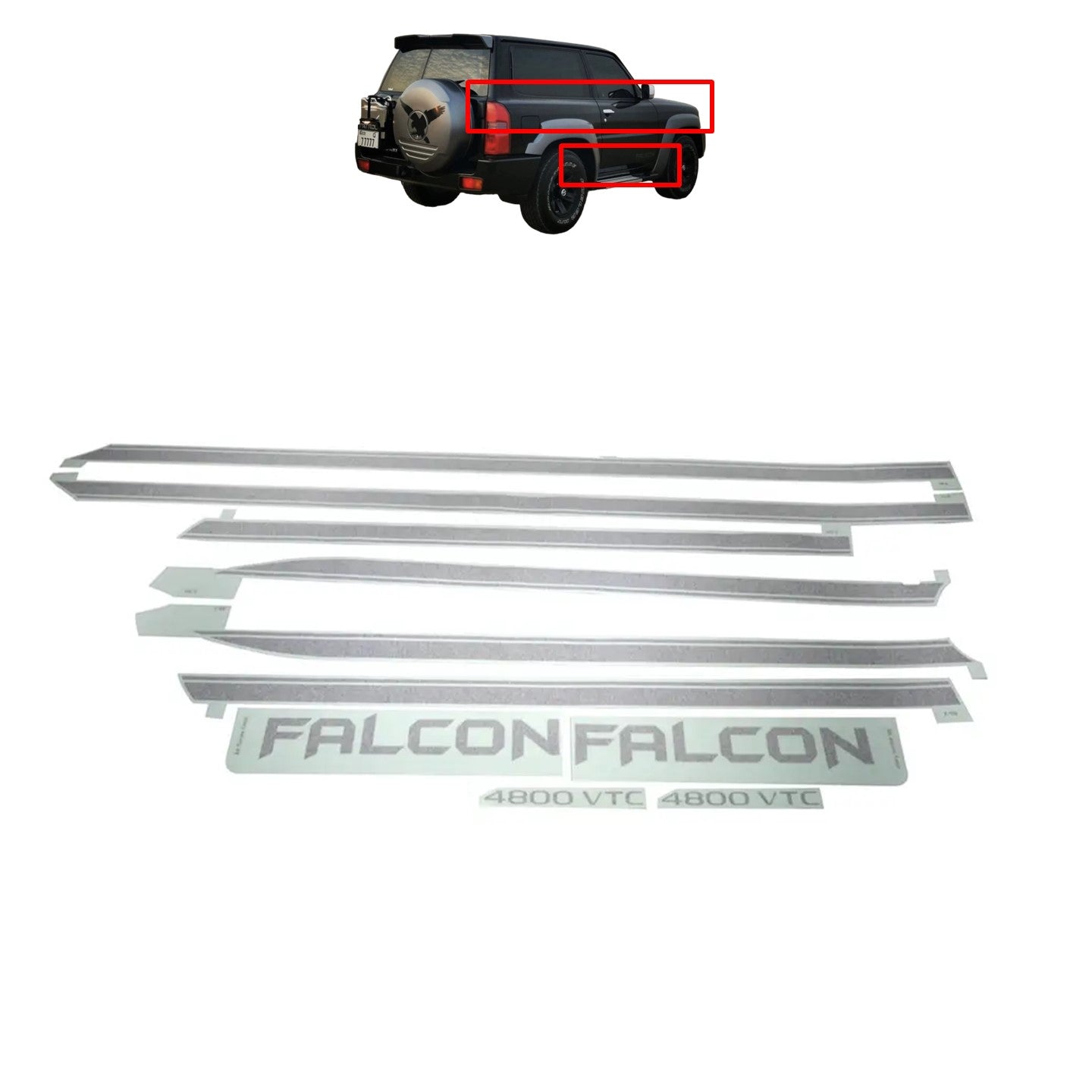 Falcon SWB Side Stripe Sticker Grey (Nissan Patrol Y61 2-door VTC GU)