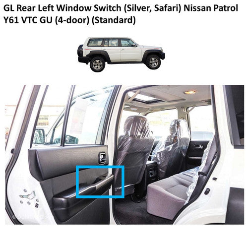 GL Rear Left Window Switch Trim (Silver, Safari) Nissan Patrol Y61 VTC GU (4-door) (Standard)