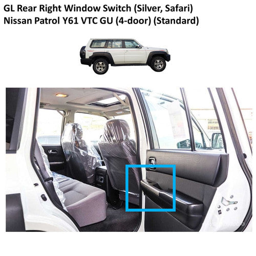GL Rear Right Window Switch Trim (Silver, Safari) Nissan Patrol Y61 VTC GU (4-door) (Standard)