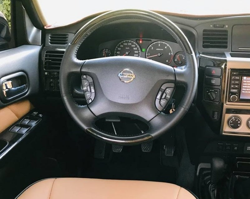 2017-2022 Black Steering Wheel with Shiny Black Wood Super Safari Nissan Patrol Y61 VTC GU