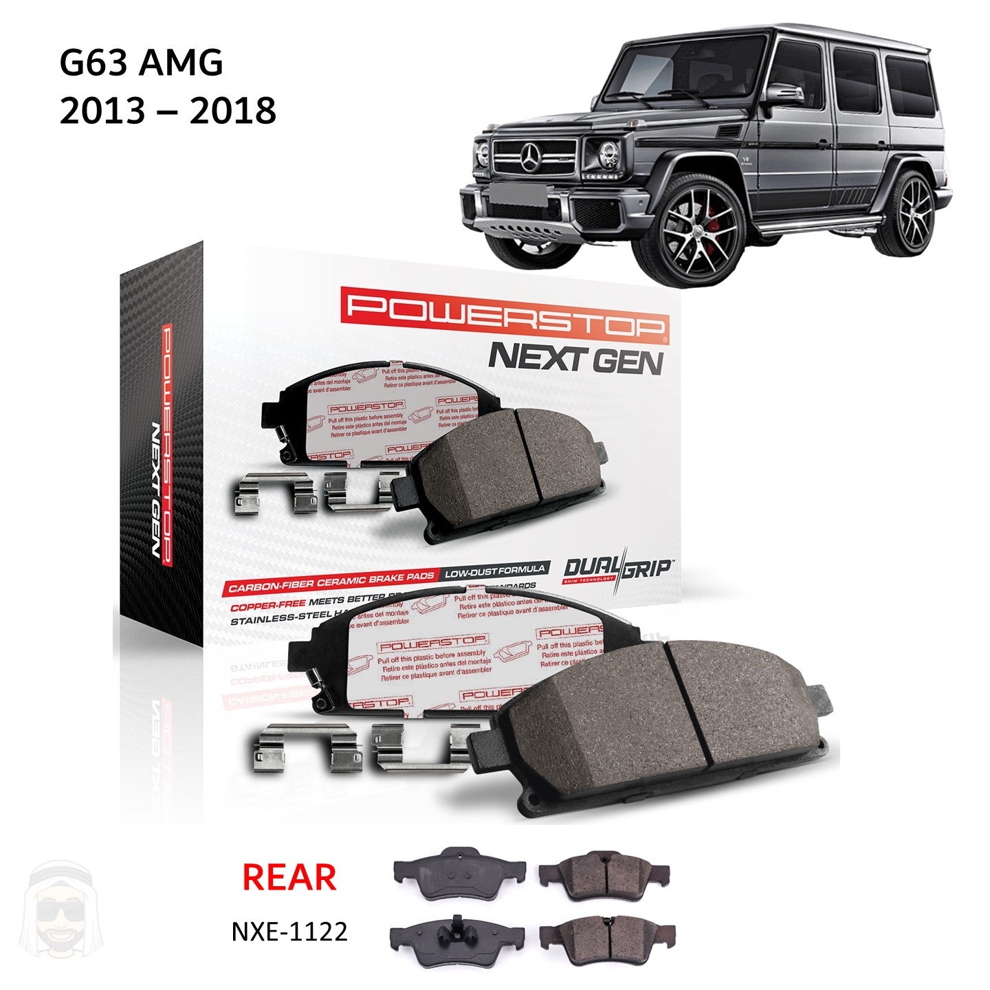 Mercedes AMG - Rear Carbon Fiber Ceramic Brake Pads by PowerStop NextGen (G63) (NXE-1122)