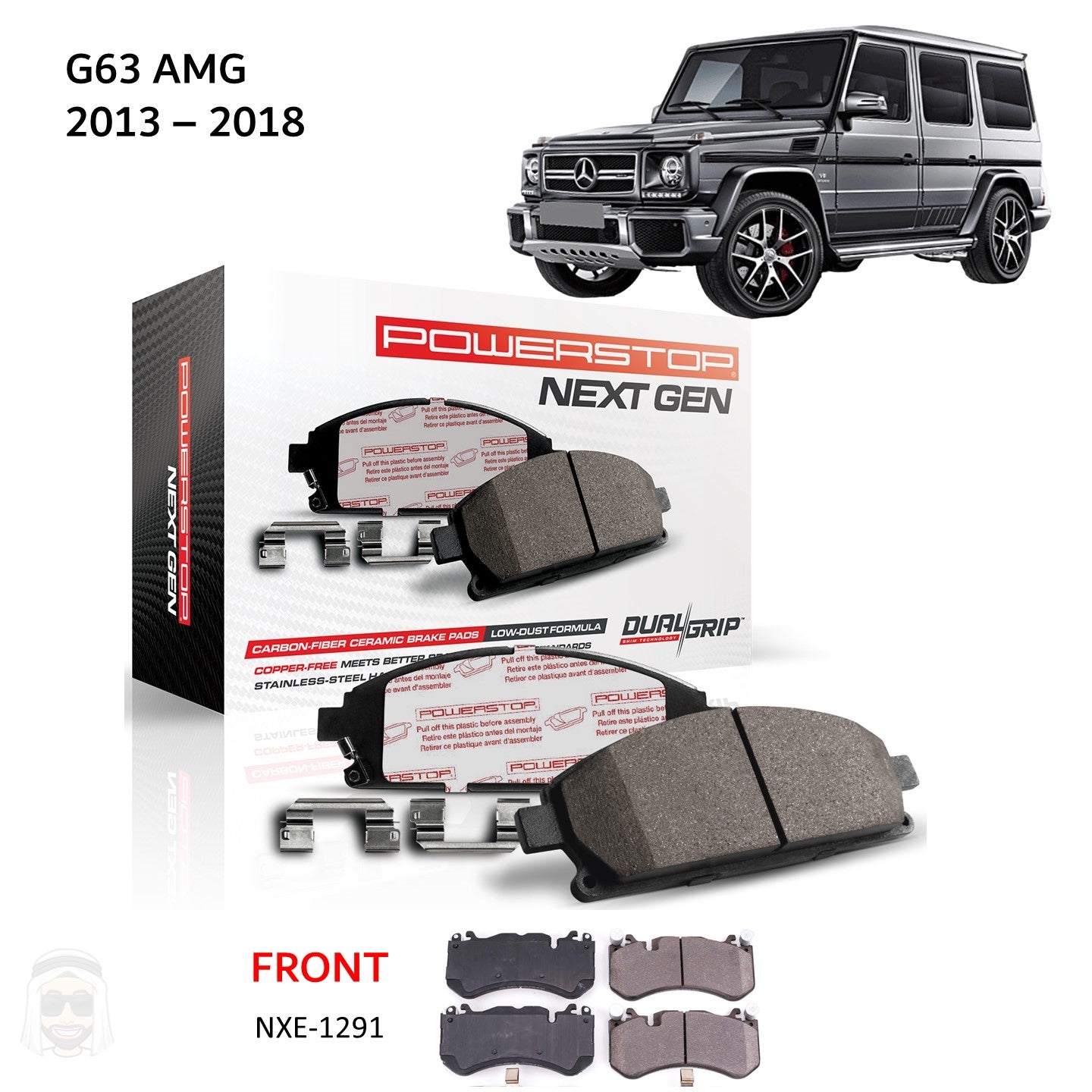 Mercedes AMG Audi RS7 - Front Carbon Fiber Ceramic Brake Pads by PowerStop NextGen (G63) (NXE-1291)