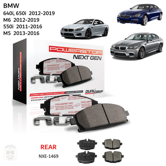 BMW 5 and 6 Series - Rear Carbon Fiber Ceramic Brake Pads by PowerStop NextGen (640i 650i M6 550i M5 F10) (NXE-1469)