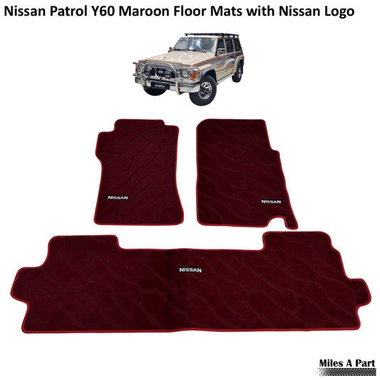 Nissan Patrol Y60 Maroon Floor Mats with Nissan Logo