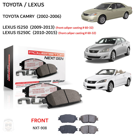 Lexus IS250 Toyota Camry - Front Carbon Ceramic Brake Pads by PowerStop NextGen (IS250C) (NXT-908)