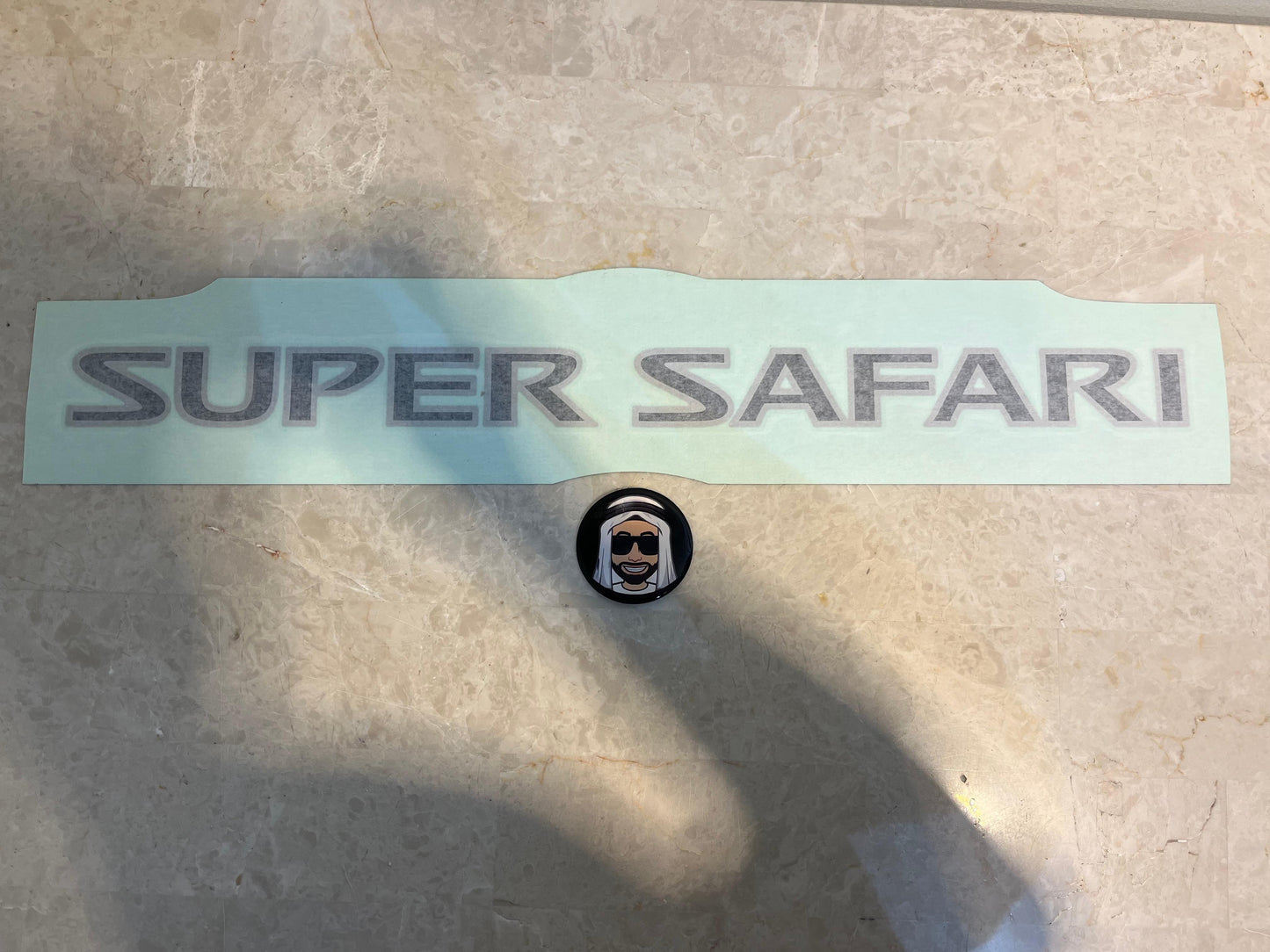 SUPER SAFARI Spare Tyre Sticker Black with Grey Outline - Nissan Patrol Y61 VTC GU