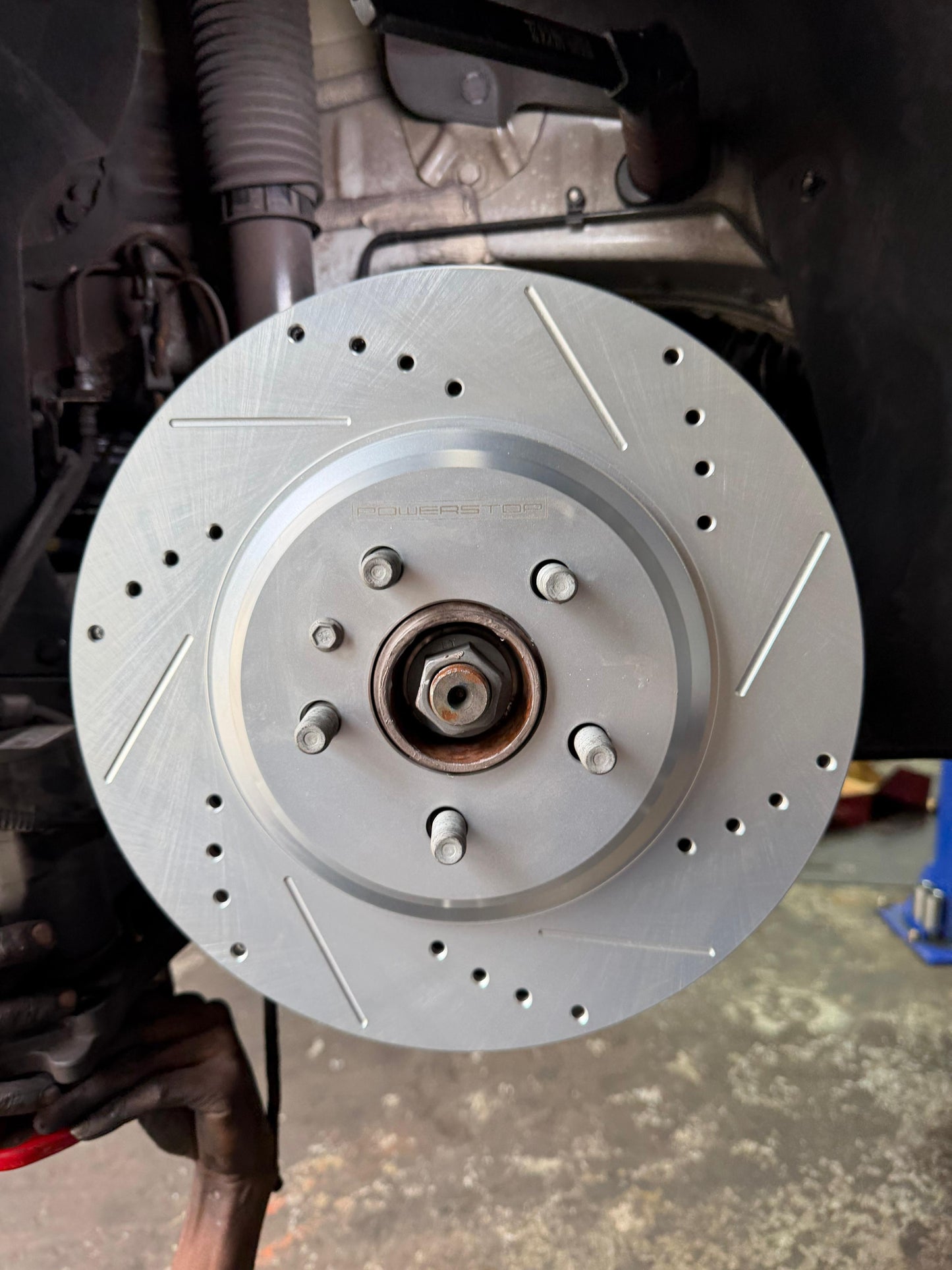 Tesla Model 3 Performance 355x25mm Front Drilled and Slotted Brake Disc Rotors by PowerStop Evolution CBR3542XPR