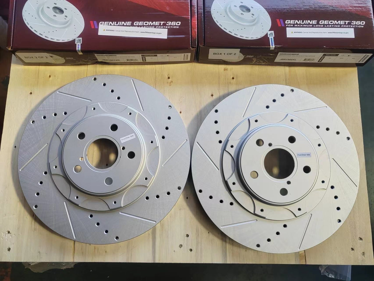 Front 356x30mm Drilled Slotted Brake Disc Rotors PowerStop Evolution JBR1900-JBR1901