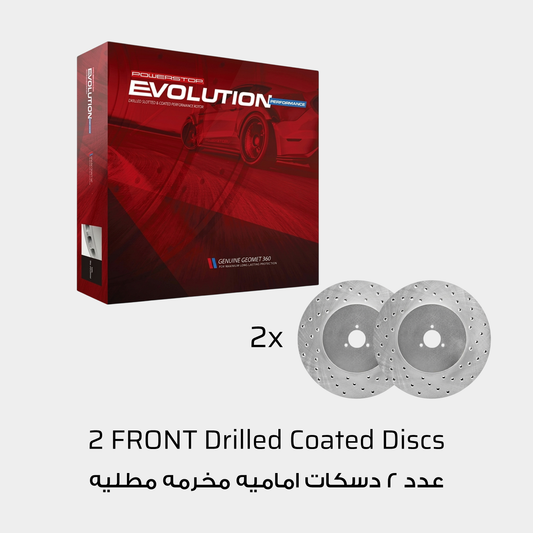 Front 298x24mm Drilled Brake Disc Rotors PowerStop Evolution Performance EBR882-EBR883