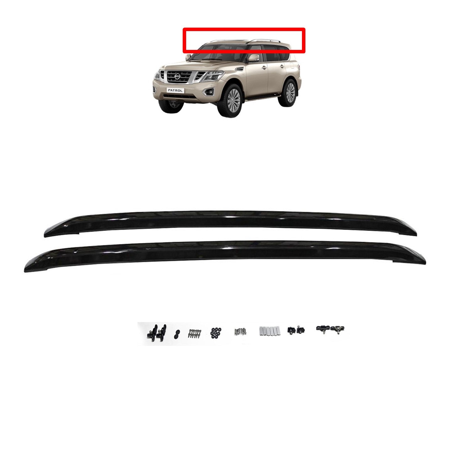 Smart Black Roof Rails Nissan Patrol Y62 (Nismo Edition Flush Type)
