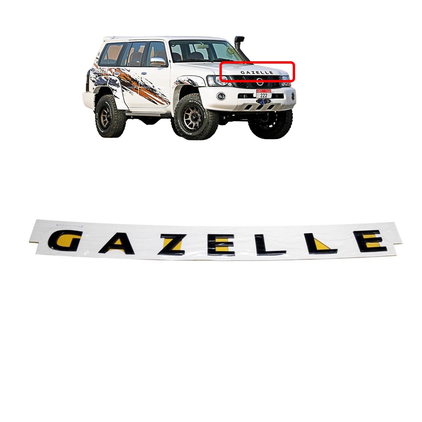 GAZELLE Black Hood Emblem Badge - Nissan Patrol Y61 VTC GU
