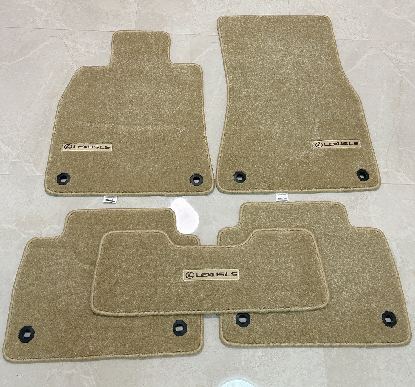 Lexus LS460 SHORT (2013 to 2017) Luxury Beige Floor Mats with Logo