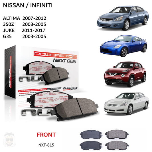 Nissan Infiniti Altima 350Z Juke G35 - Front Carbon Fiber Ceramic Brake Pads by PowerStop NextGen (NXT-815)