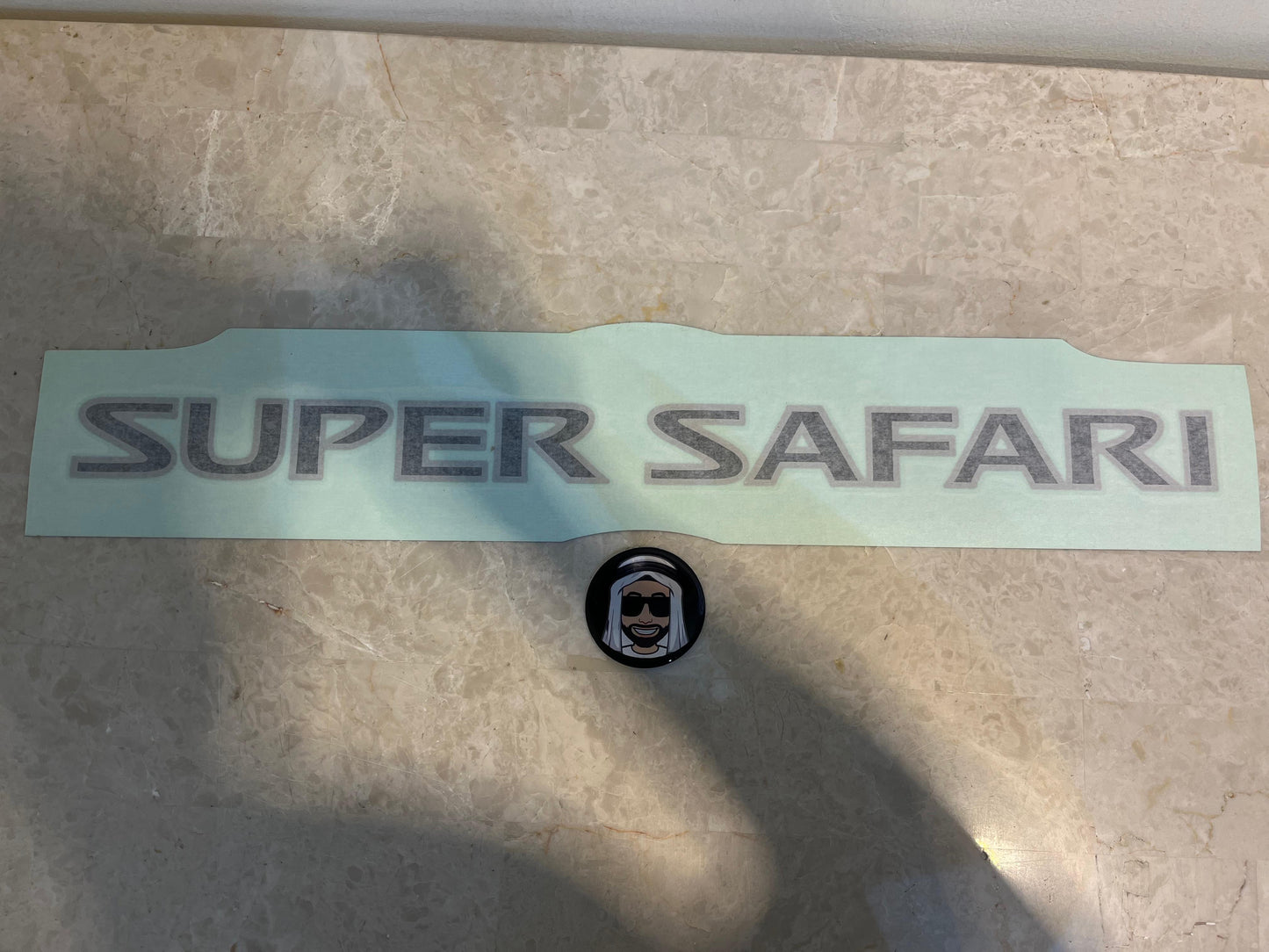 SUPER SAFARI Spare Tyre Sticker Black with Grey Outline - Nissan Patrol Y61 VTC GU
