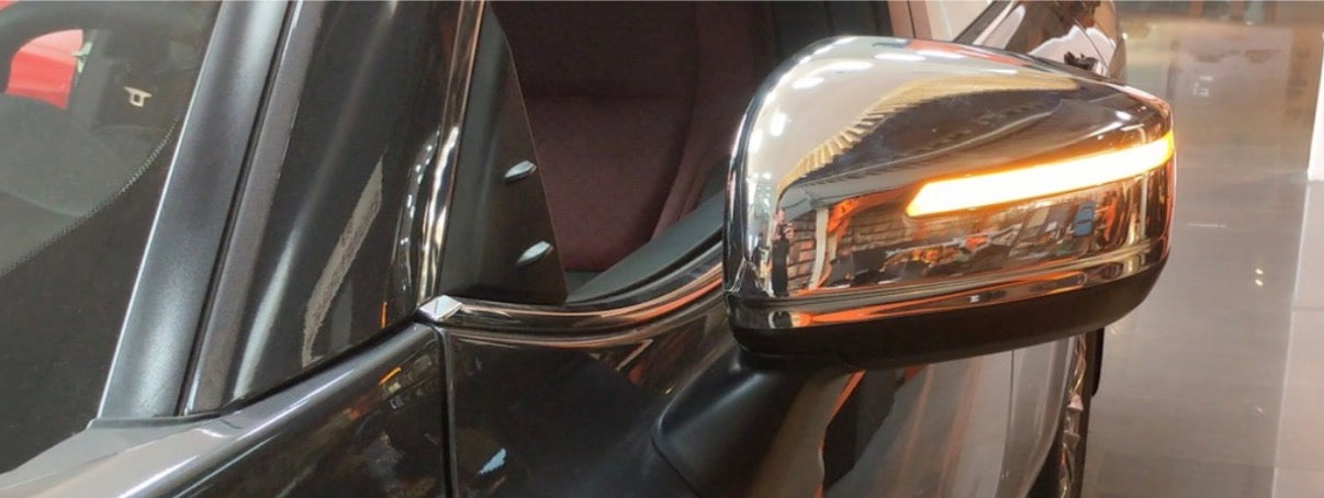 Chrome Side Mirror Covers with Sequential LED Turn Signals - Toyota Land Cruiser LC300