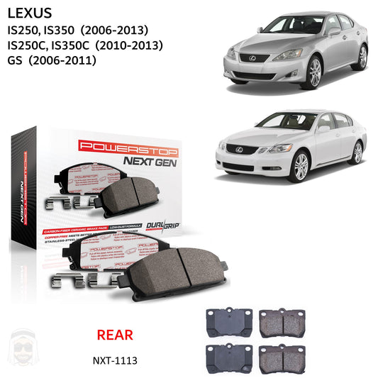 Lexus IS GS - Rear Carbon Fiber Ceramic Brake Pads by PowerStop NextGen (IS250C IS350C IS350F GS300 GS350 GS430 GS460) (NXT-1113)