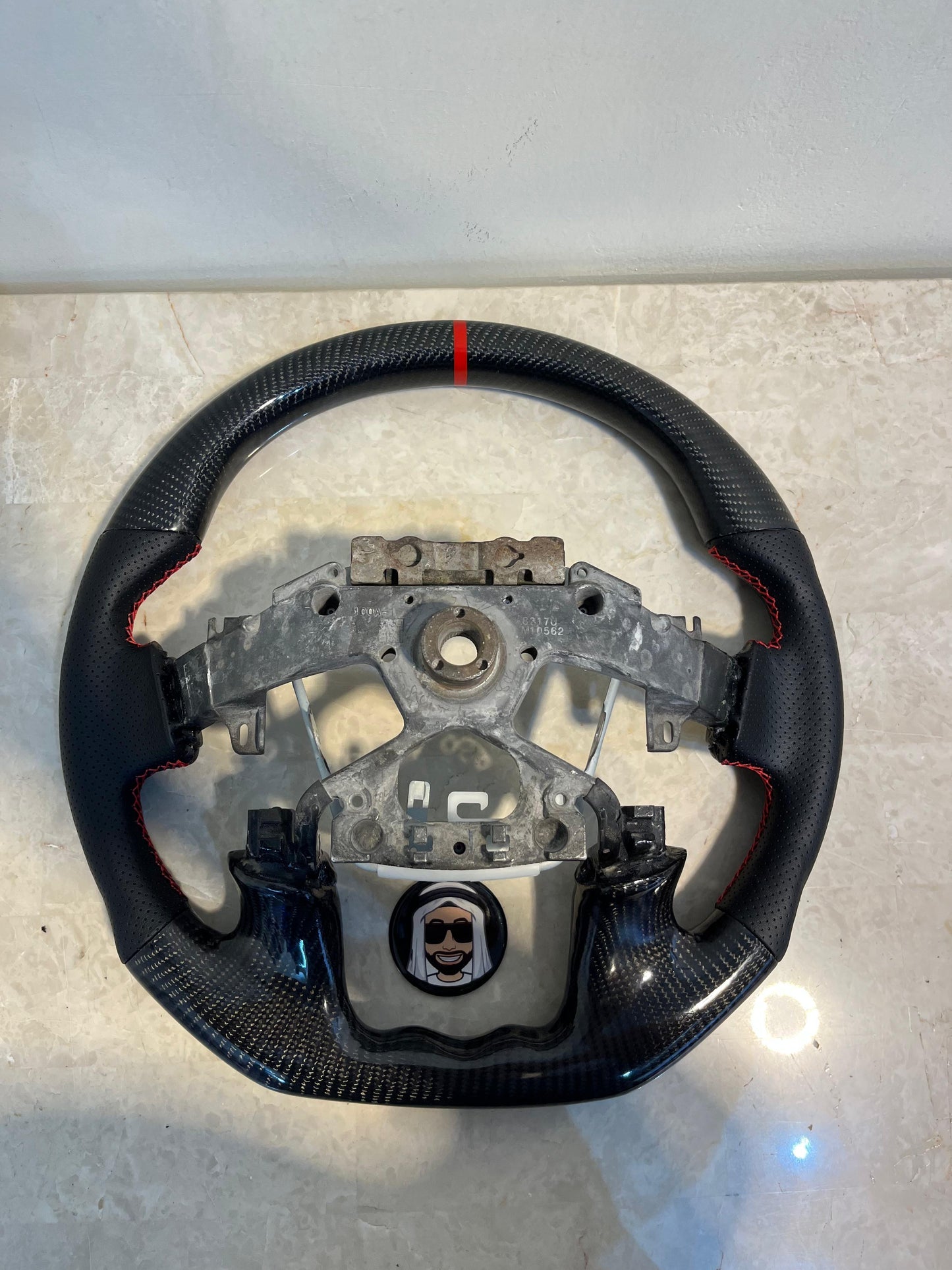Nissan Patrol Y62 Shiny Carbon Fiber and Leather Steering Wheel (2018-2024)