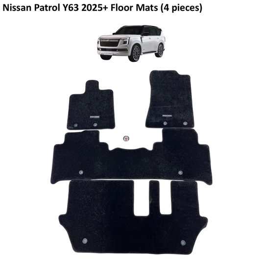Nissan Patrol Y63 Black Floor Mats with Logo (4 Pieces)