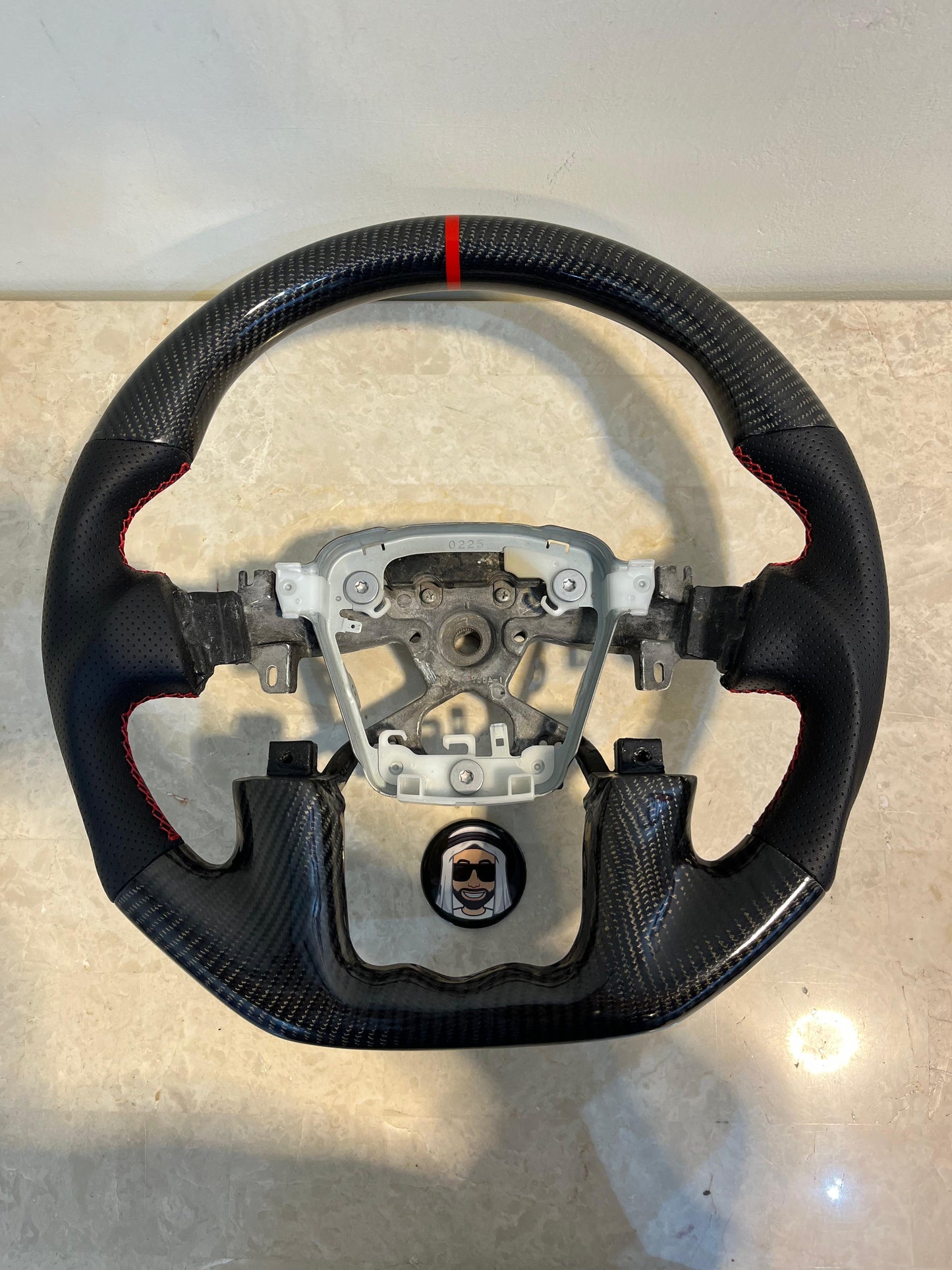 Nissan Patrol Y62 Shiny Carbon Fiber and Leather Steering Wheel (2018-2024)