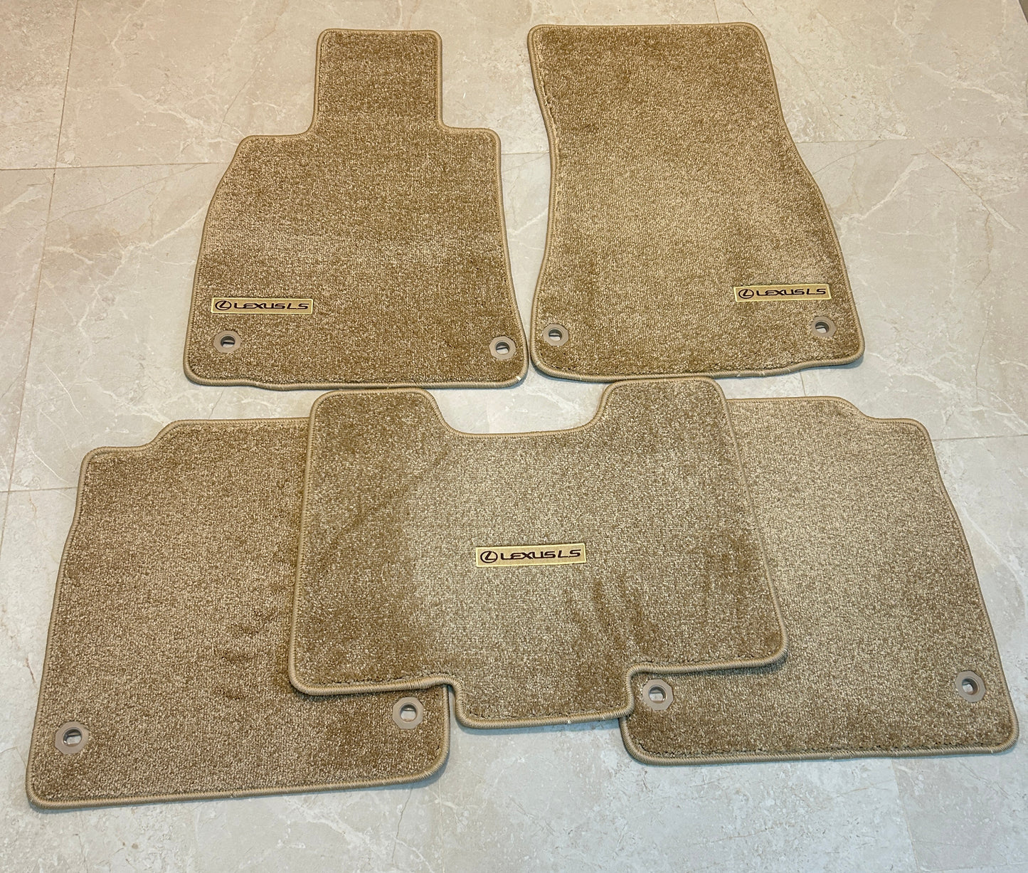 Lexus LS460L (2007 to 2012) Luxury Beige Floor Mats with Logo