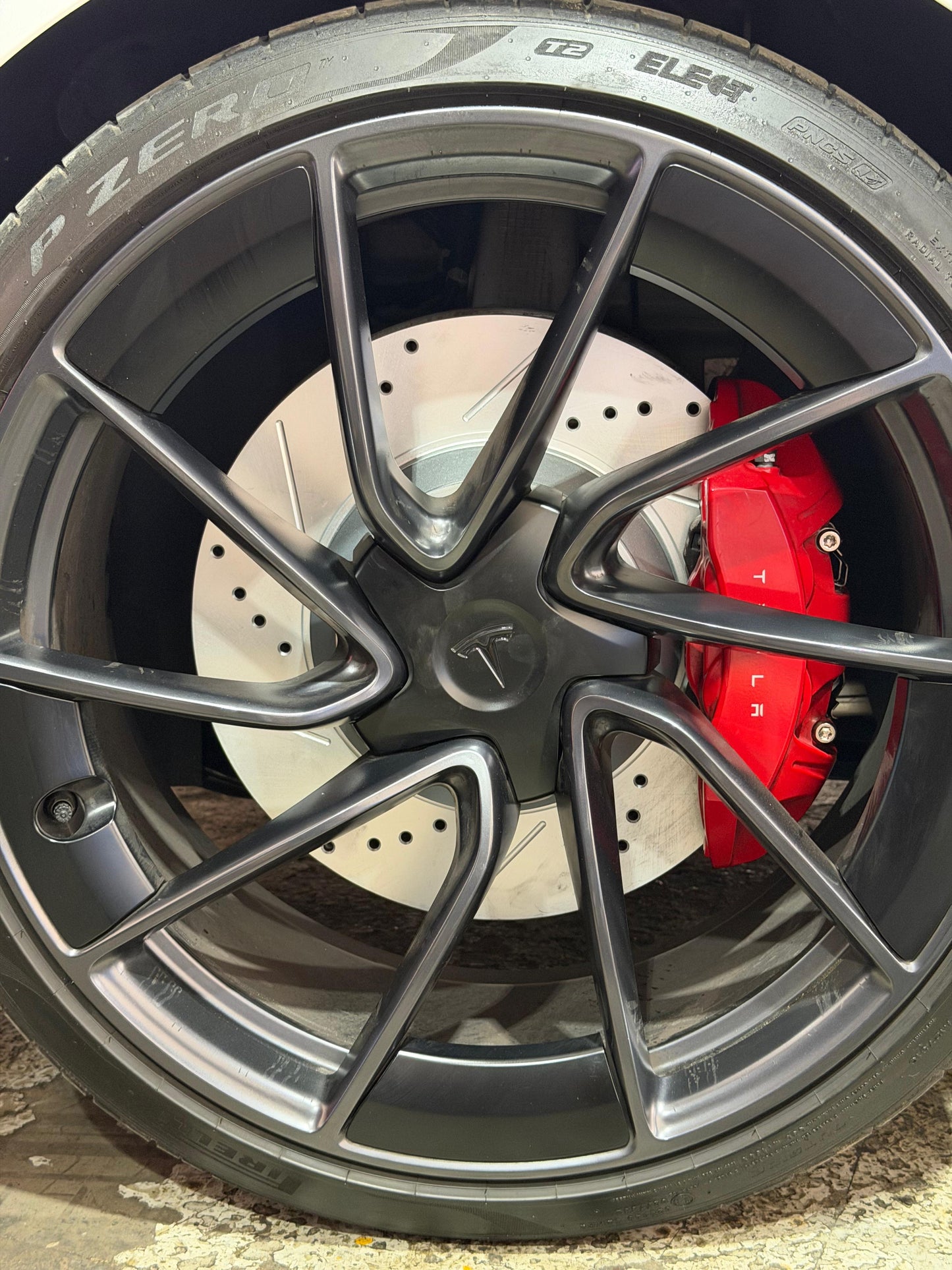 Tesla Model 3 Performance 355x25mm Front Drilled and Slotted Brake Disc Rotors by PowerStop Evolution CBR3542XPR