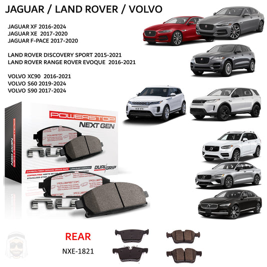 Jaguar Land Rover Volvo - Rear Carbon Fiber Ceramic Brake Pads by PowerStop NextGen (XF XE F Pace Discovery Evoque XC90 S60 S90) (NXE-1821)