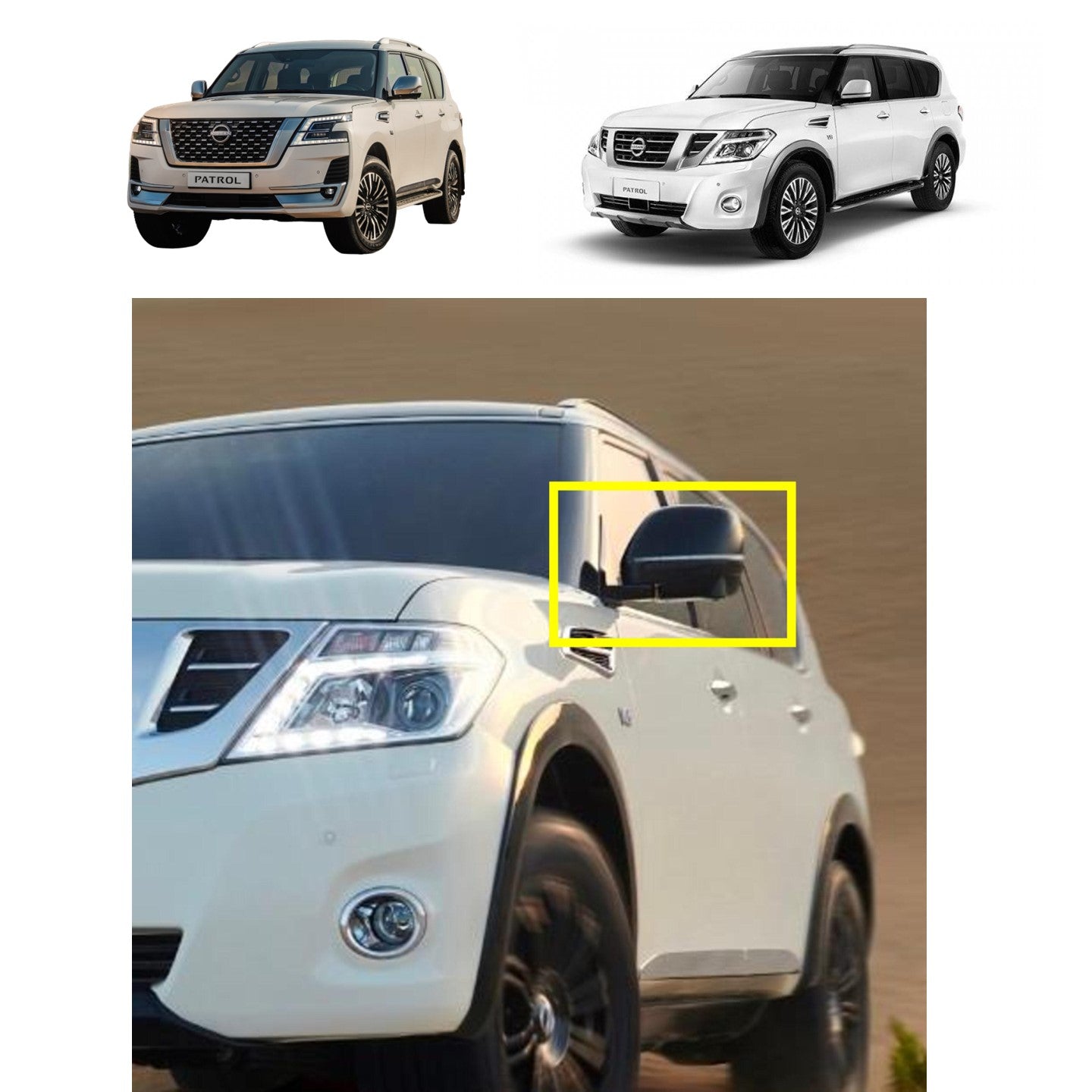 Black Side Mirror Covers with Sequential LED Lights Nissan Patrol Y62
