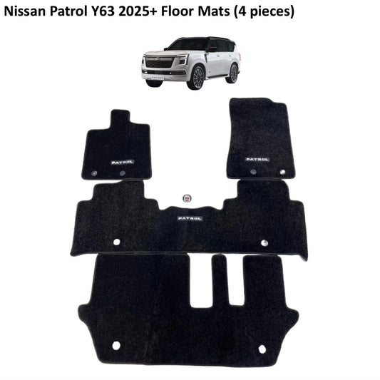 Nissan Patrol Y63 Luxury Black Floor Mats with Logo (4 Pieces)