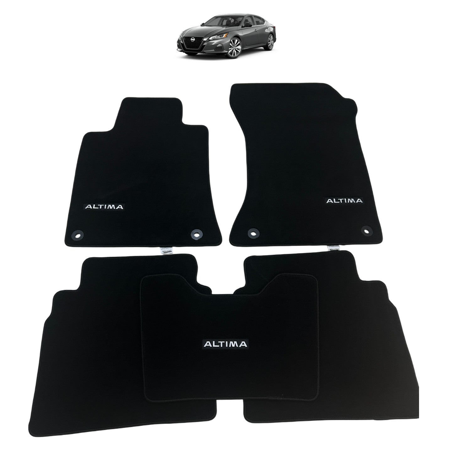 Nissan Altima 2019-2025 Luxury Black Floor Mats with Logo (5 pieces)