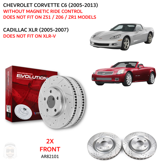 Corvette C6 - Front Drilled and Slotted Brake Disc Rotors by PowerStop Evolution (Chevrolet Cadillac XLR) (AR82101XPR)