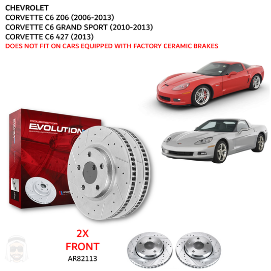 Corvette C6 Z06 - Front Drilled and Slotted Brake Disc Rotors by PowerStop Evolution (Chevrolet) (AR82113XPR)