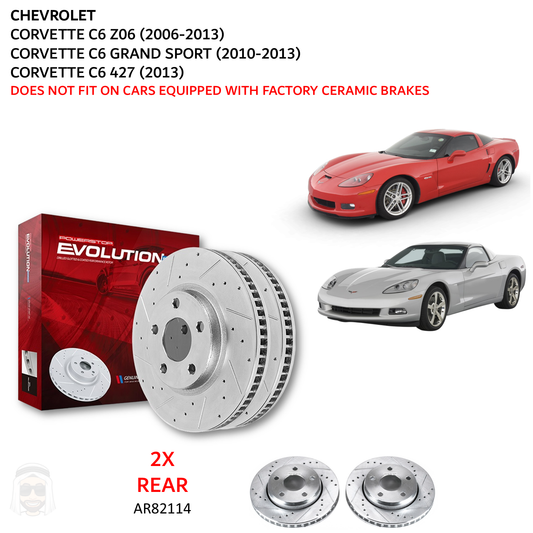Corvette C6 Z06 - Rear Drilled and Slotted Brake Disc Rotors by PowerStop Evolution (Chevrolet) (AR82114XPR)