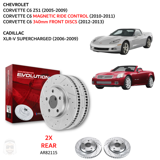 Corvette C6 Z51 - Rear Drilled and Slotted Brake Disc Rotors by PowerStop Evolution (Chevrolet) (AR82115XPR)