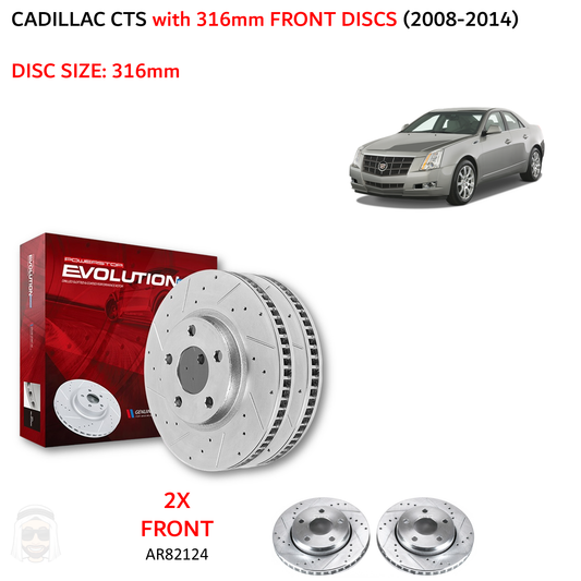 Cadillac CTS (2008-2014) 316mm Front Drilled and Slotted Brake Disc Rotors by PowerStop Evolution (AR82124XPR)