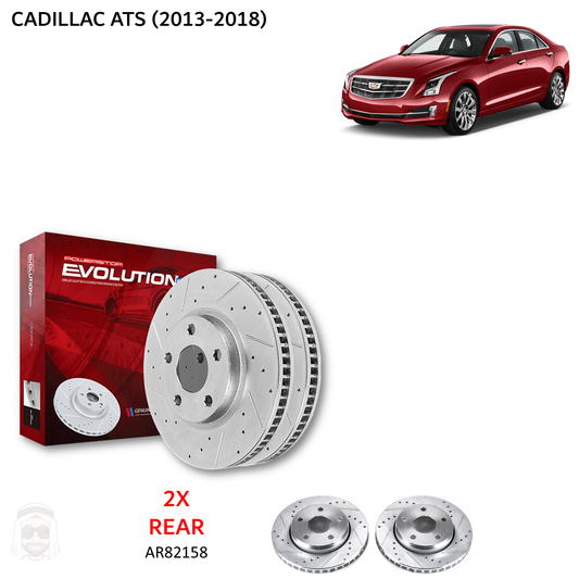 Cadillac ATS (2013-2018) Rear Drilled and Slotted Brake Disc Rotors by PowerStop Evolution (AR82158XPR)
