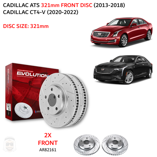 Cadillac ATS CT4-V 321mm Front Drilled and Slotted Brake Disc Rotors by PowerStop Evolution (AR82161XPR)