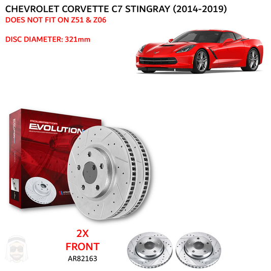 Corvette C7 Stingray - Front Drilled and Slotted Brake Disc Rotors by PowerStop Evolution (Chevrolet) (AR82163XPR)