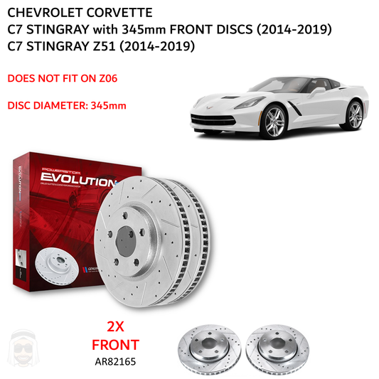 Corvette C7 Stingray Z51 - Front Drilled and Slotted Brake Disc Rotors by PowerStop Evolution (Chevrolet) (AR82165XPR)