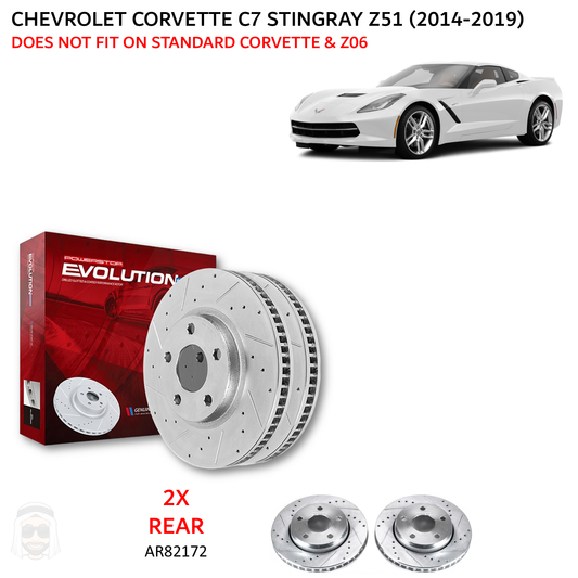 Corvette C7 Stingray Z51 - Rear Drilled and Slotted Brake Disc Rotors by PowerStop Evolution (Chevrolet) (AR82172XPR)