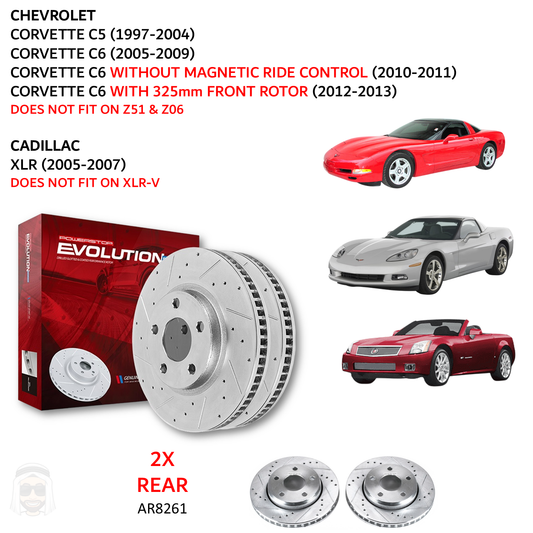Corvette C5 C6 - Rear Drilled and Slotted Brake Disc Rotors by PowerStop Evolution (Chevrolet Cadillac XLR) (AR8261XPR)
