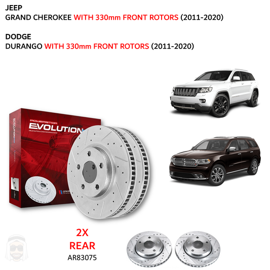 Grand Cherokee Durango - Rear Drilled and Slotted Brake Disc Rotors by PowerStop Evolution (Jeep Dodge WK2) (AR83075XPR)