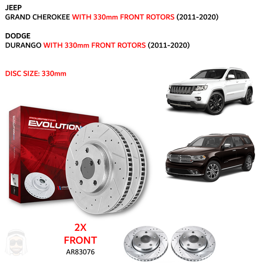 Grand Cherokee Durango - Front Drilled and Slotted Brake Disc Rotors by PowerStop Evolution (Jeep Dodge WK2) (AR83076XPR)