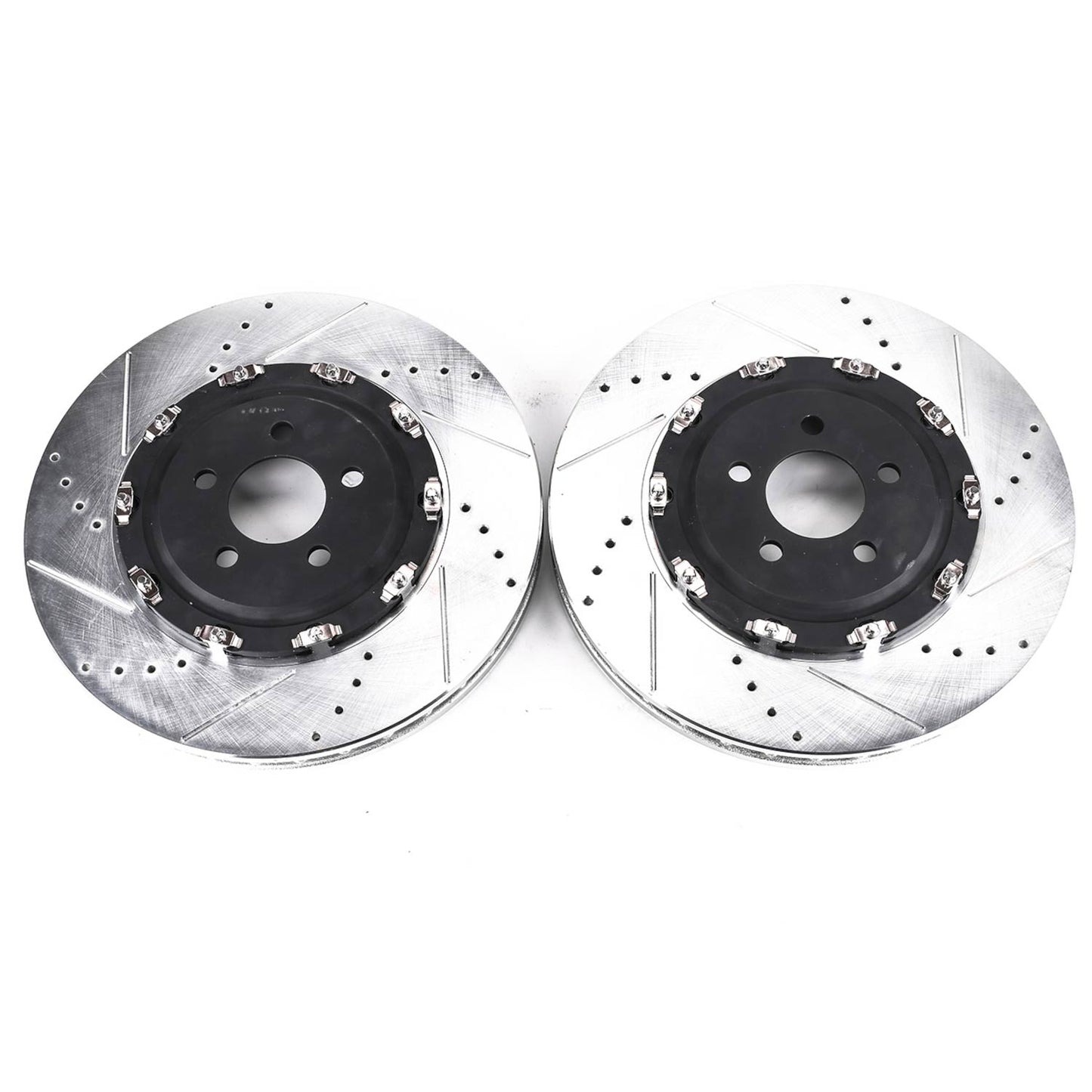 Dodge 6-Piston - 2-Piece Floating Front Drilled and Slotted Brake Disc Rotors by PowerStop Track Day (Charger Challenger Scat Pack SRT 392 Hellcat) (AR83090XPR)